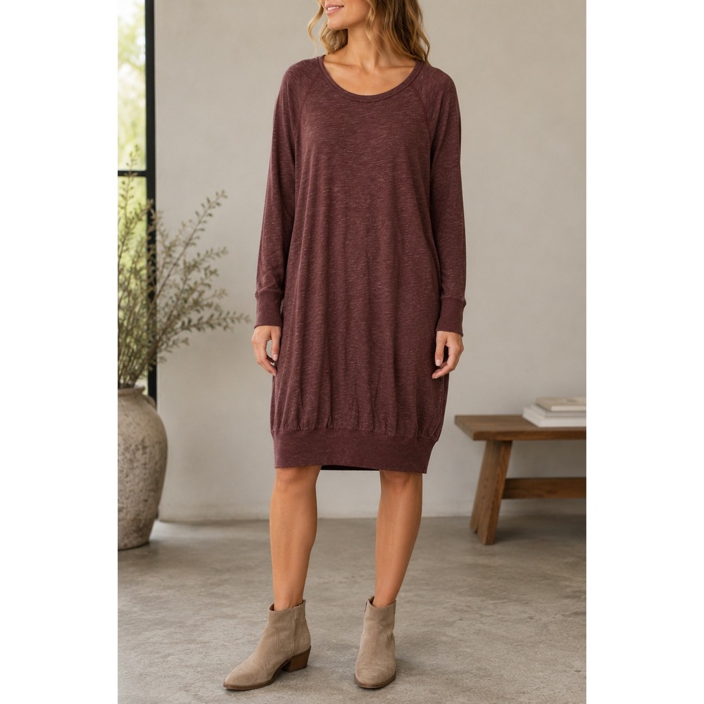 Standard James Perse Sweatshirt Dress Women's 4 Burgundy Knit Raglan Sleeve XL